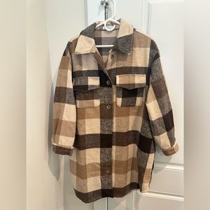Brown plaid peacoat Chic Soul boutique 1XL